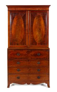 A George III Mahogany Secretary Cabinet Height 93 x width 47 1/2 x depth 22 1/4 inches. — 19TH CENTURY
