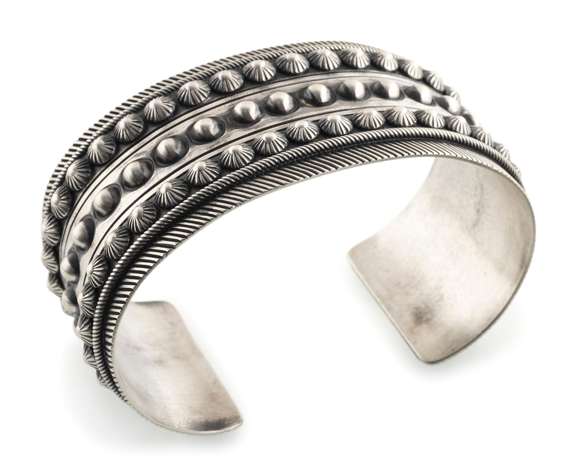 Navajo Cast Sterling Silver Cuff Bracelet
