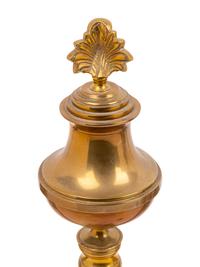 A Pair of Brass and Glass Two-Light Argand Lamps