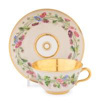 An Alexander II Imperial Porcelain Factory Teacup and Saucer