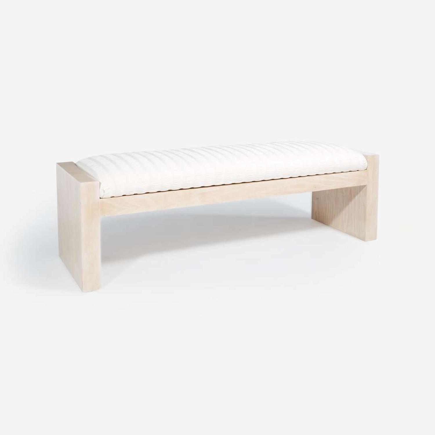 Contemporary A Cerused Upholstered Bench, circa 1980