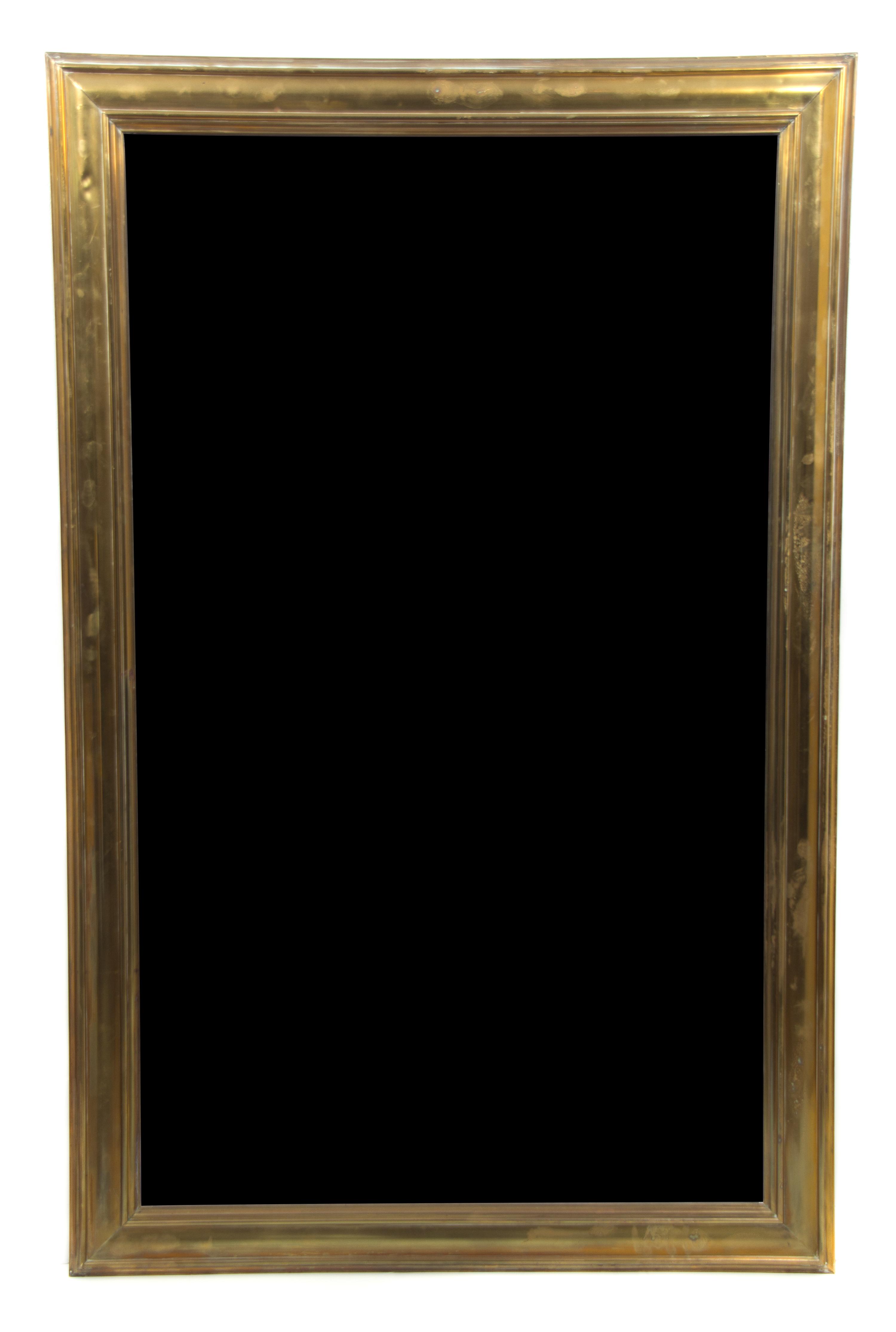 A Rectangular Wall Mirror with Molded Brass Frame Length 63 inches x width 40 1/2 inches. — 20TH CENTURY