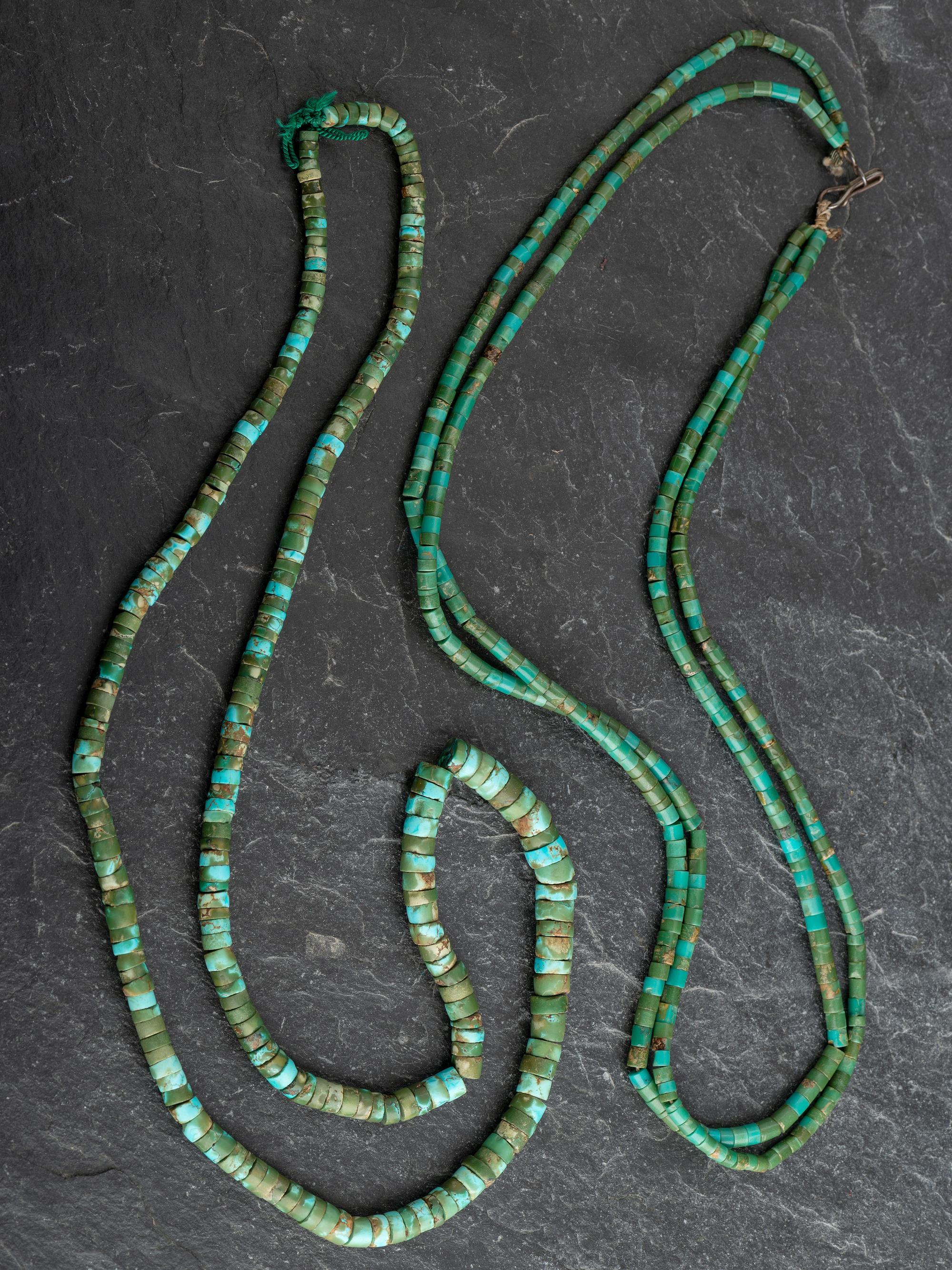 Pair of Pueblo Rolled Turquoise Necklaces
