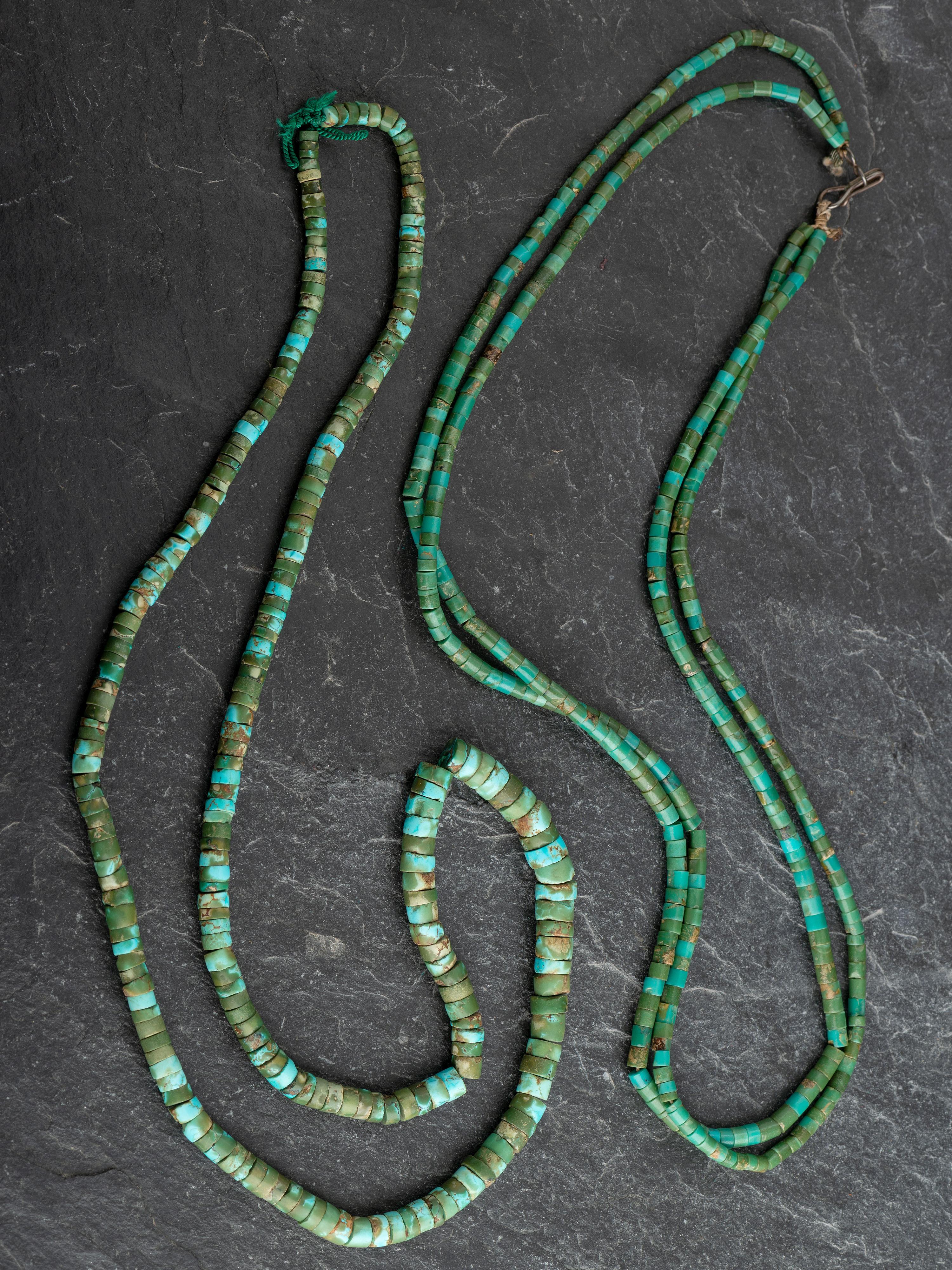 Pair of Pueblo Rolled Turquoise Necklaces