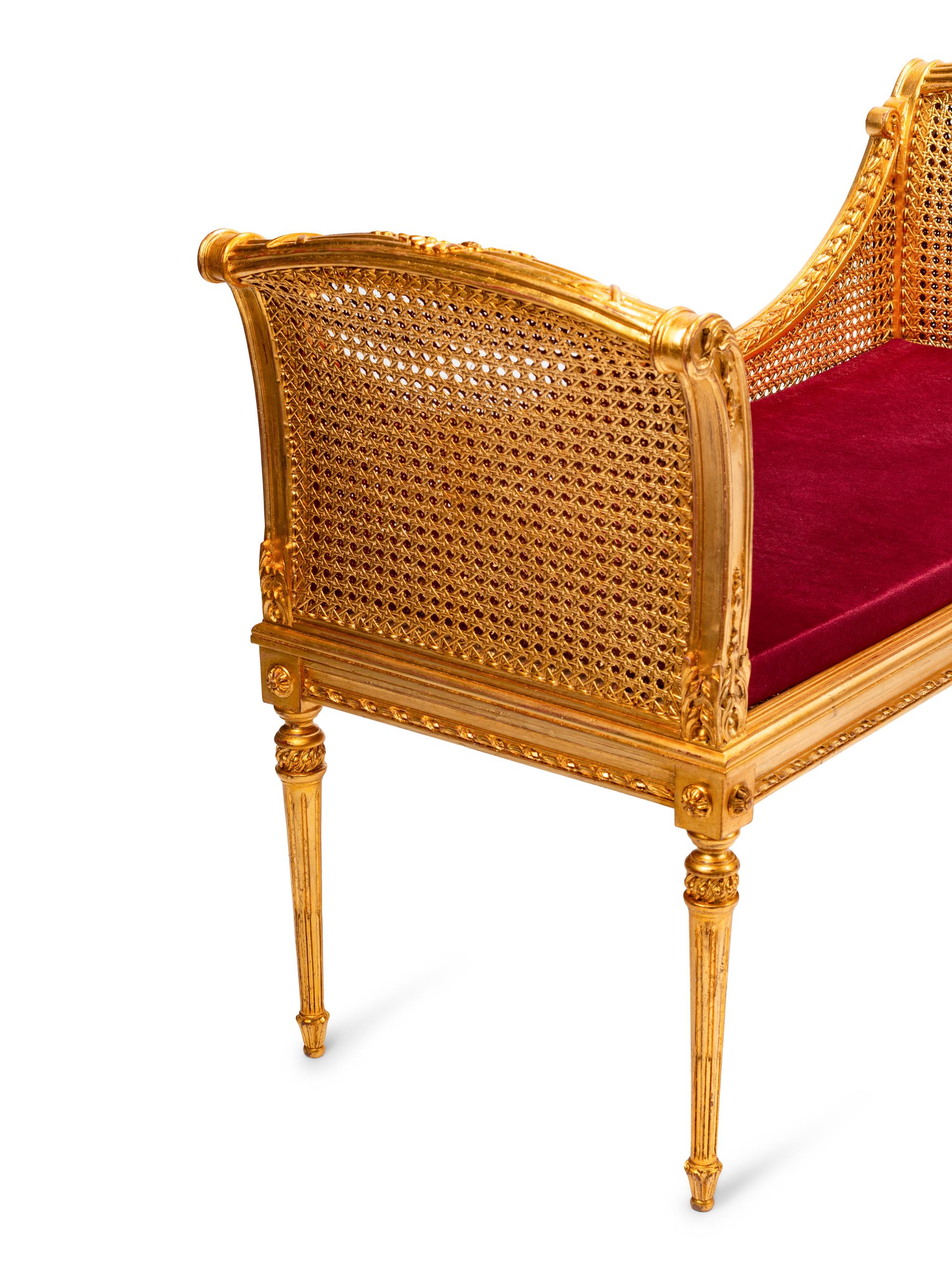 A Pair of Louis XVI Style Giltwood Benches