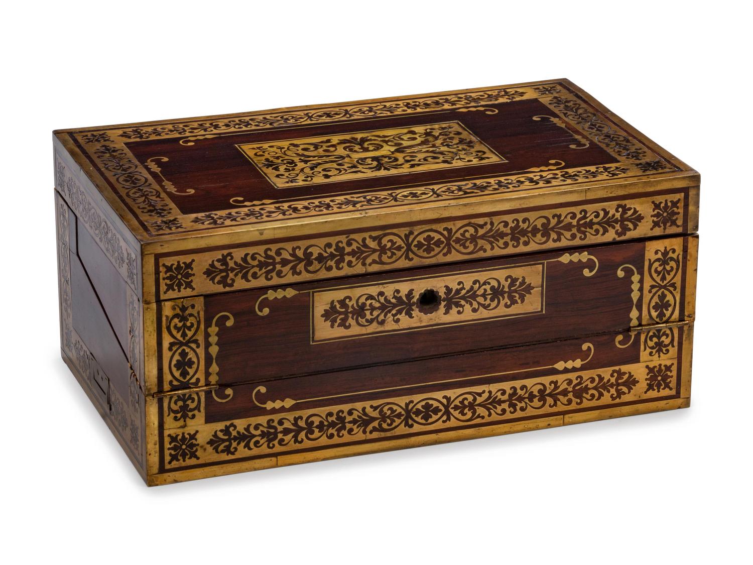 A Regency Brass Inlaid Rosewood Lap Desk