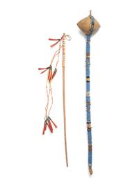 Sioux Beaded Stone Club, Quilled Pipe Tamper, and Prairie Beadwork