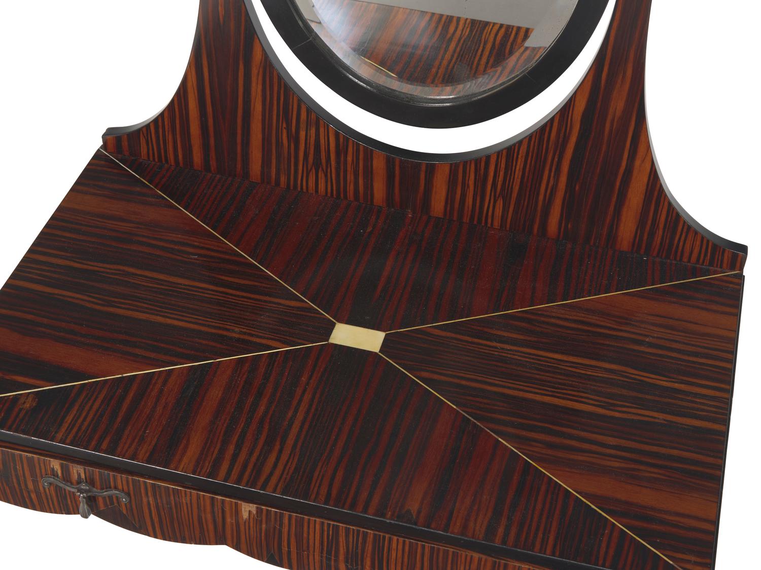 An Art Deco Zebrawood and Ebonized Dressing Table