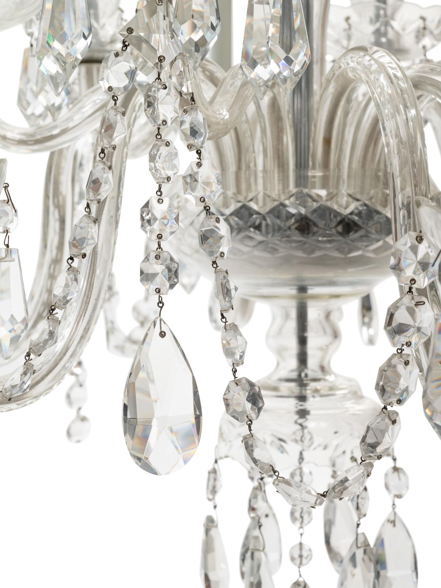 A George III Style Cut Glass Twelve-Light Chandelier