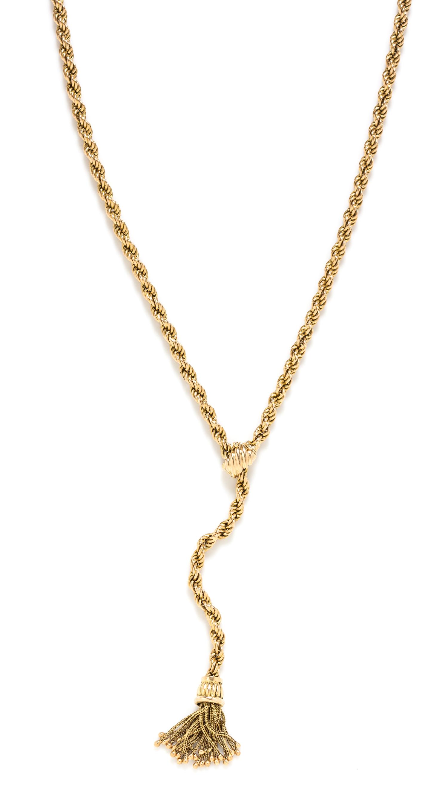 A Yellow Gold Longchain Tassel Necklace, 54.80 dwts.