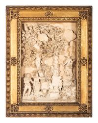 A Carved Lava Panel of Diana and Eros