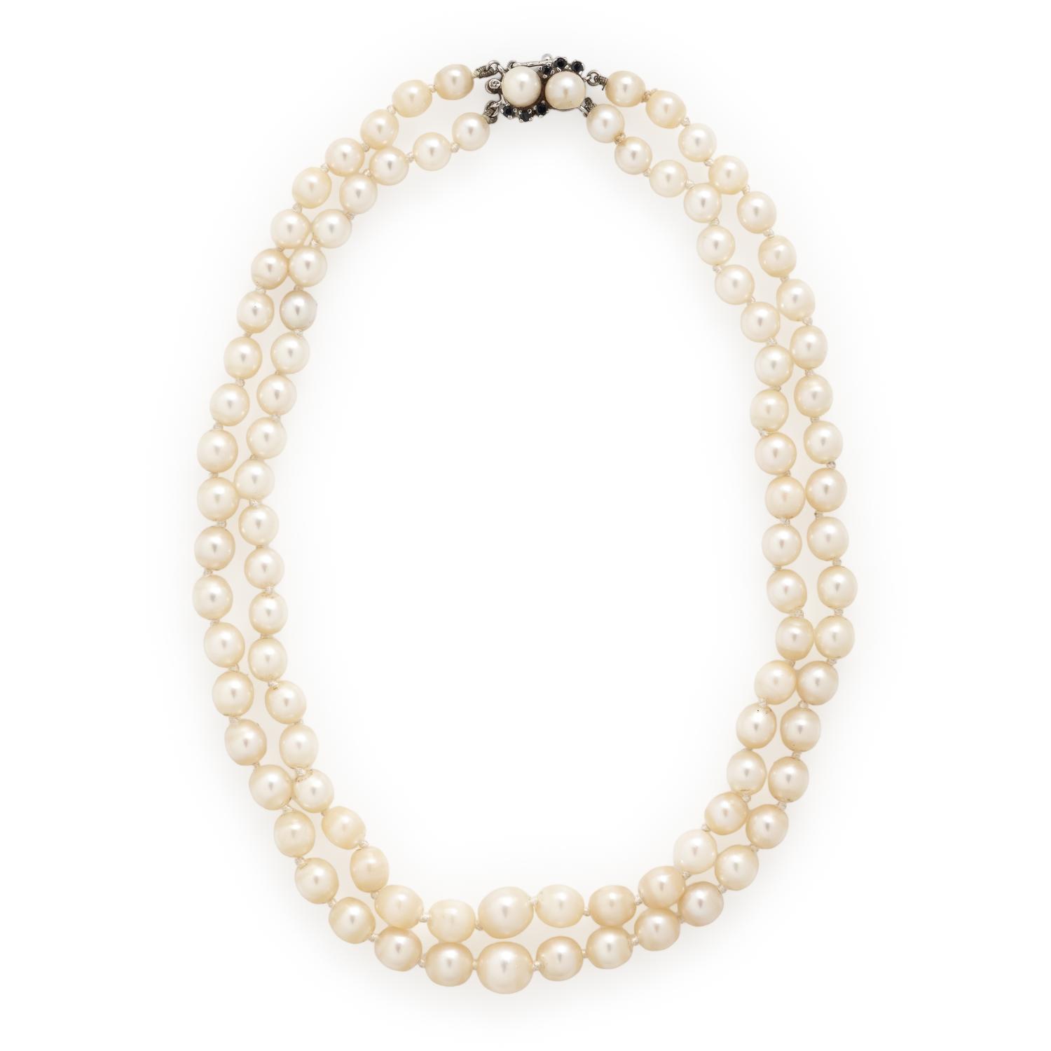 Cultured Pearl and Sapphire Necklace