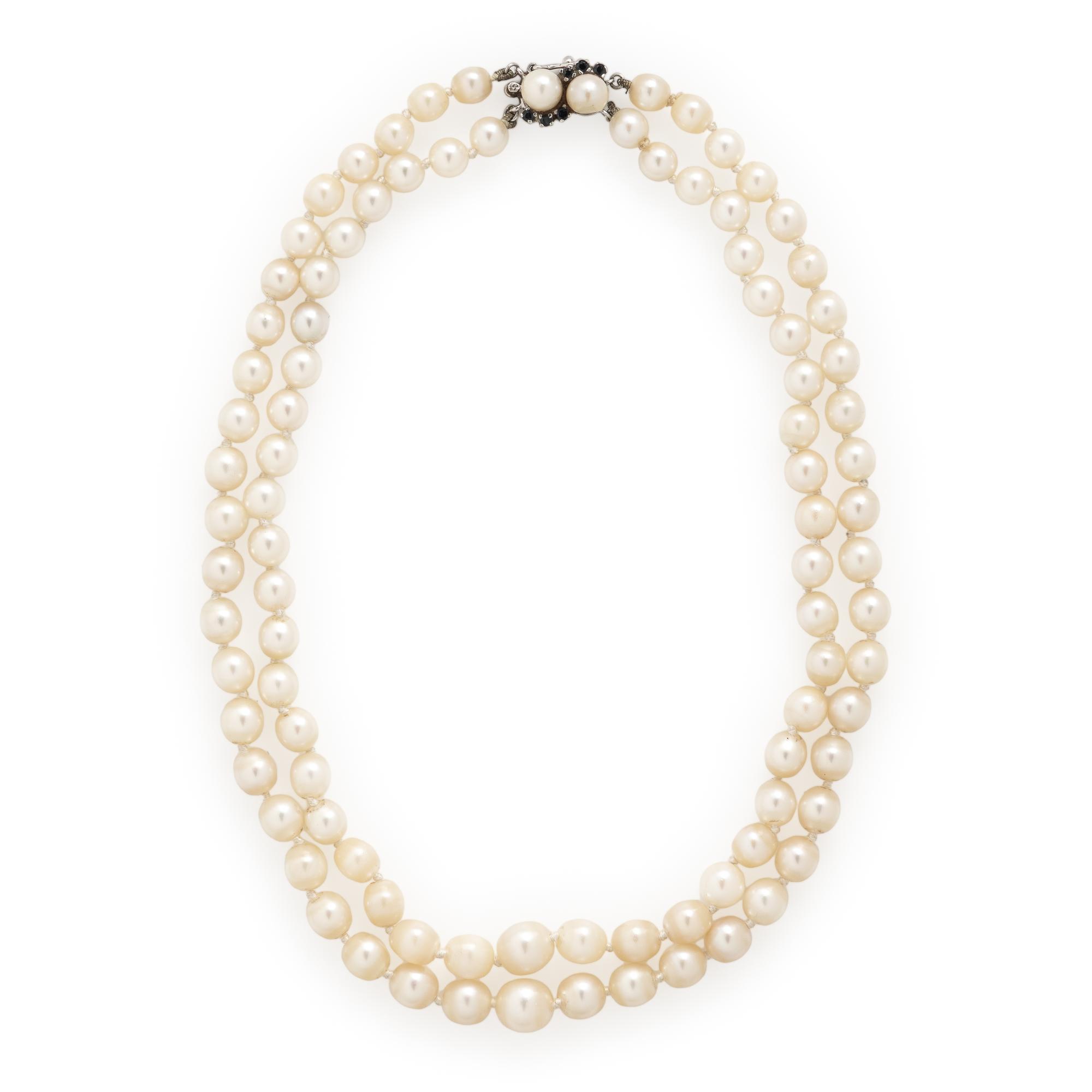 Cultured Pearl and Sapphire Necklace