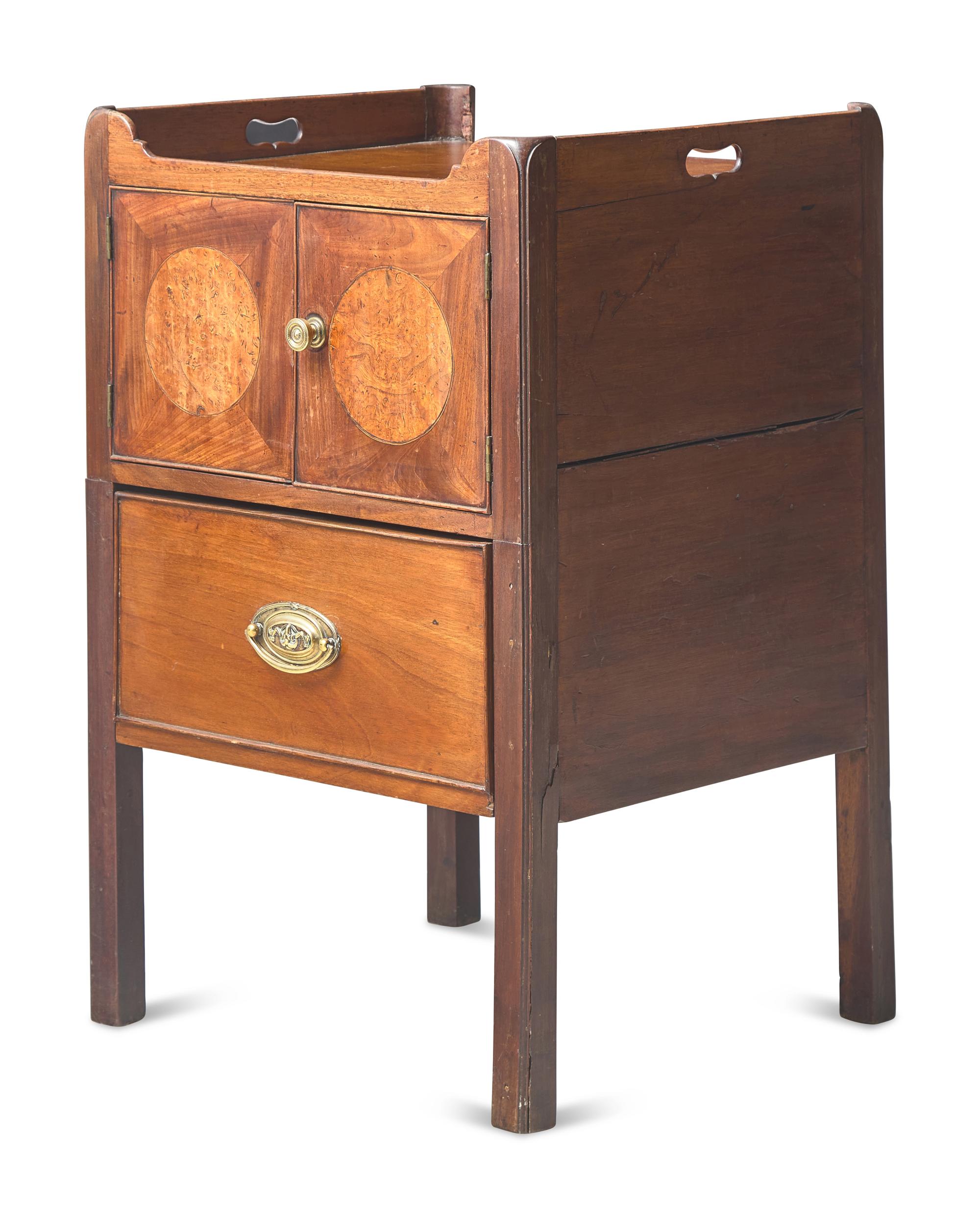 A George III Inlaid Mahogany Night Table