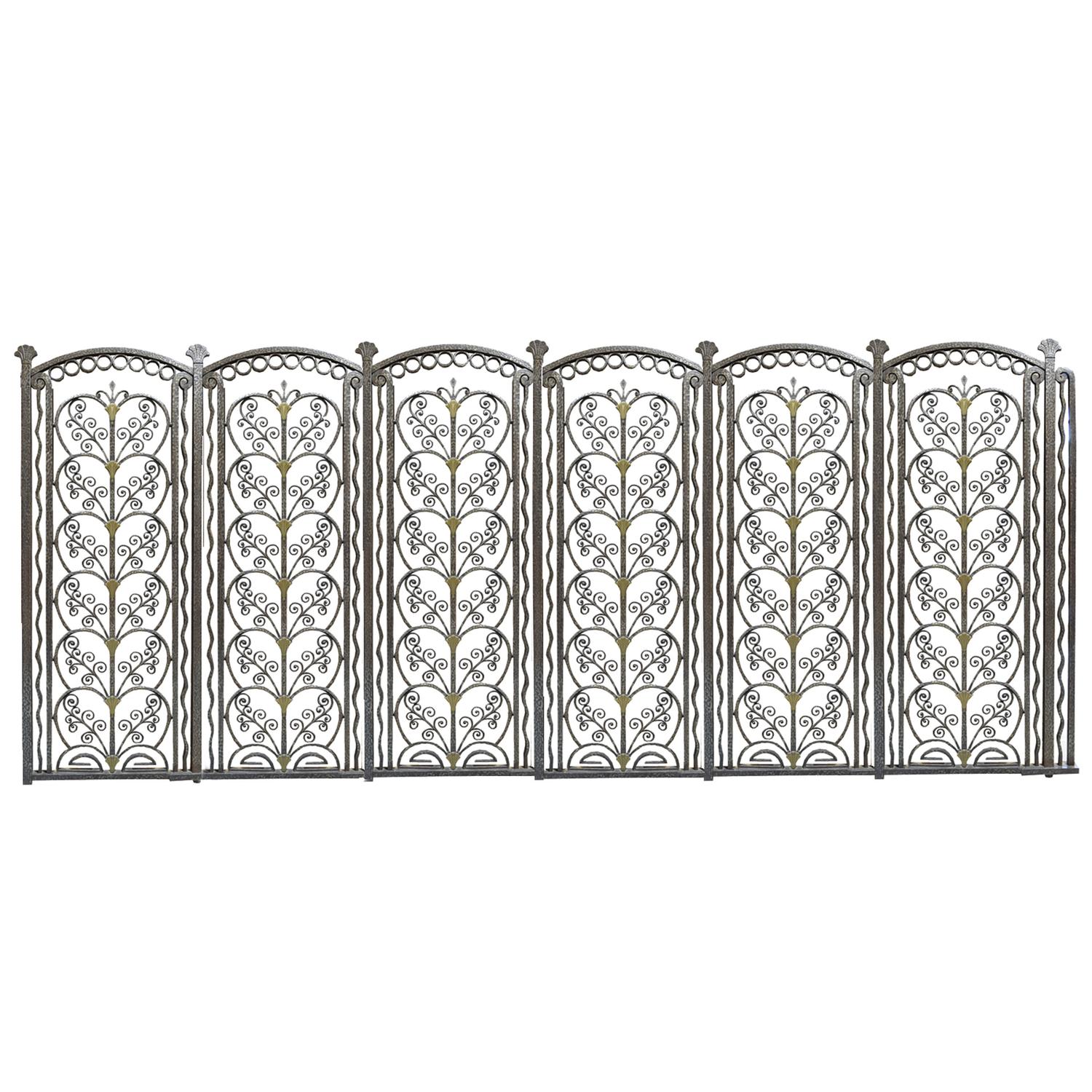 A Fer Forge Room Divider by Paul Kiss 144" W x 1" D x 55.5" H — France, Circa 1920