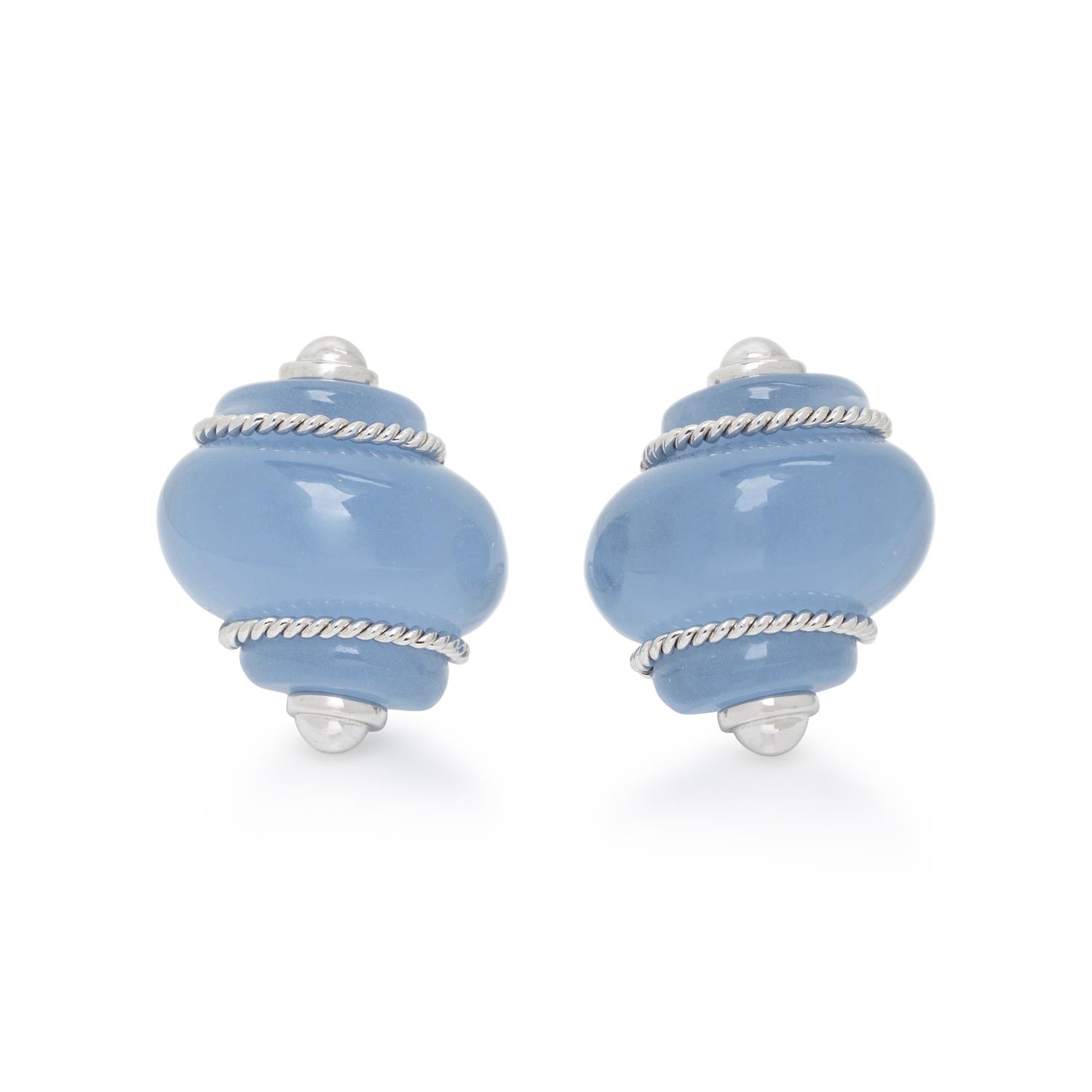 BLUE RESIN SHELL EARRINGS