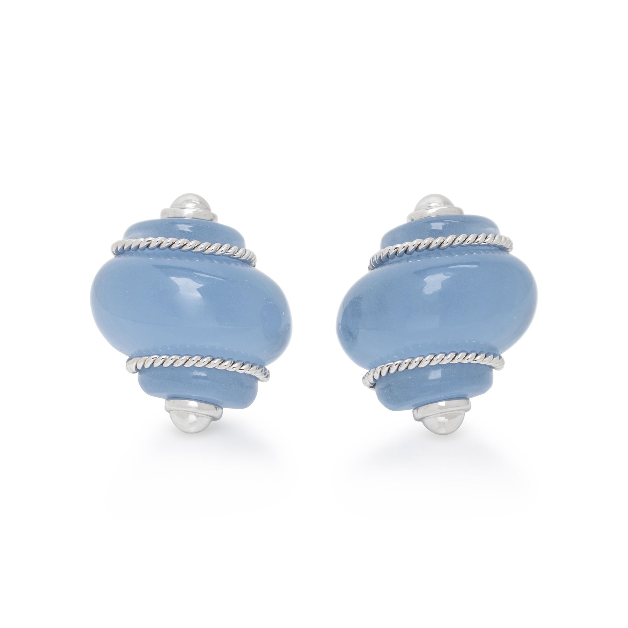 BLUE RESIN SHELL EARRINGS