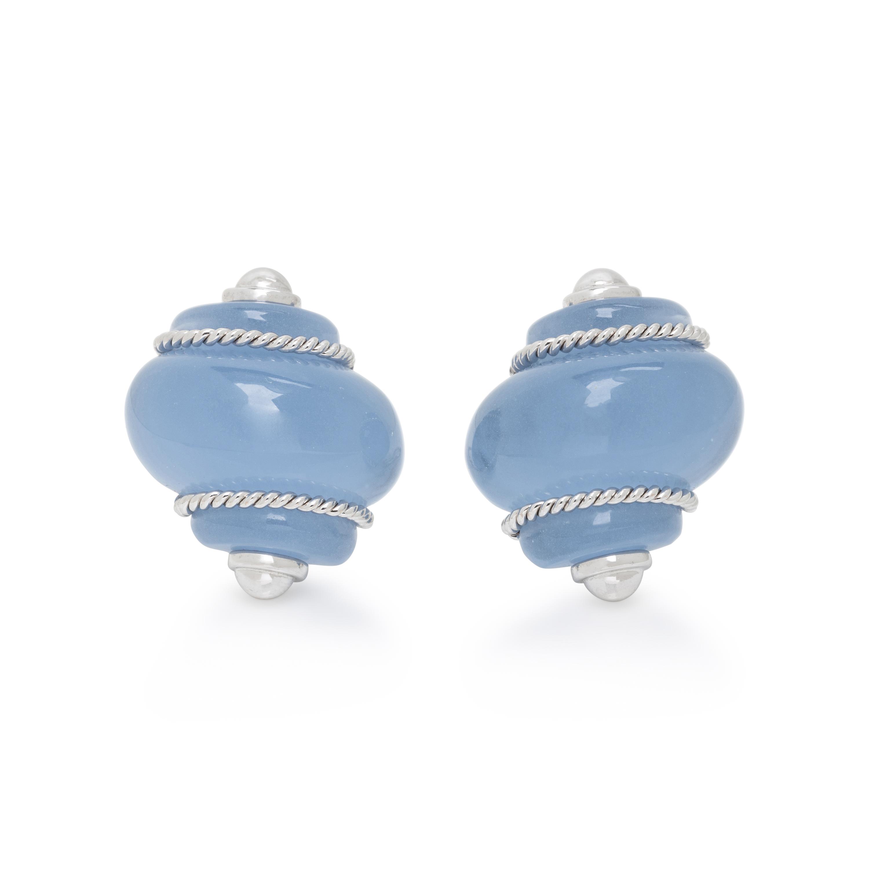 BLUE RESIN SHELL EARRINGS