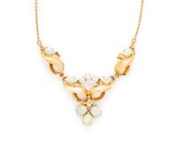 YELLOW GOLD, OPAL AND DIAMOND SET
