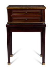 A Directoire Style Mahogany Marble-Top Chest on a Stand