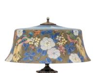 Reverse Painted Birds of Paradise Lamp