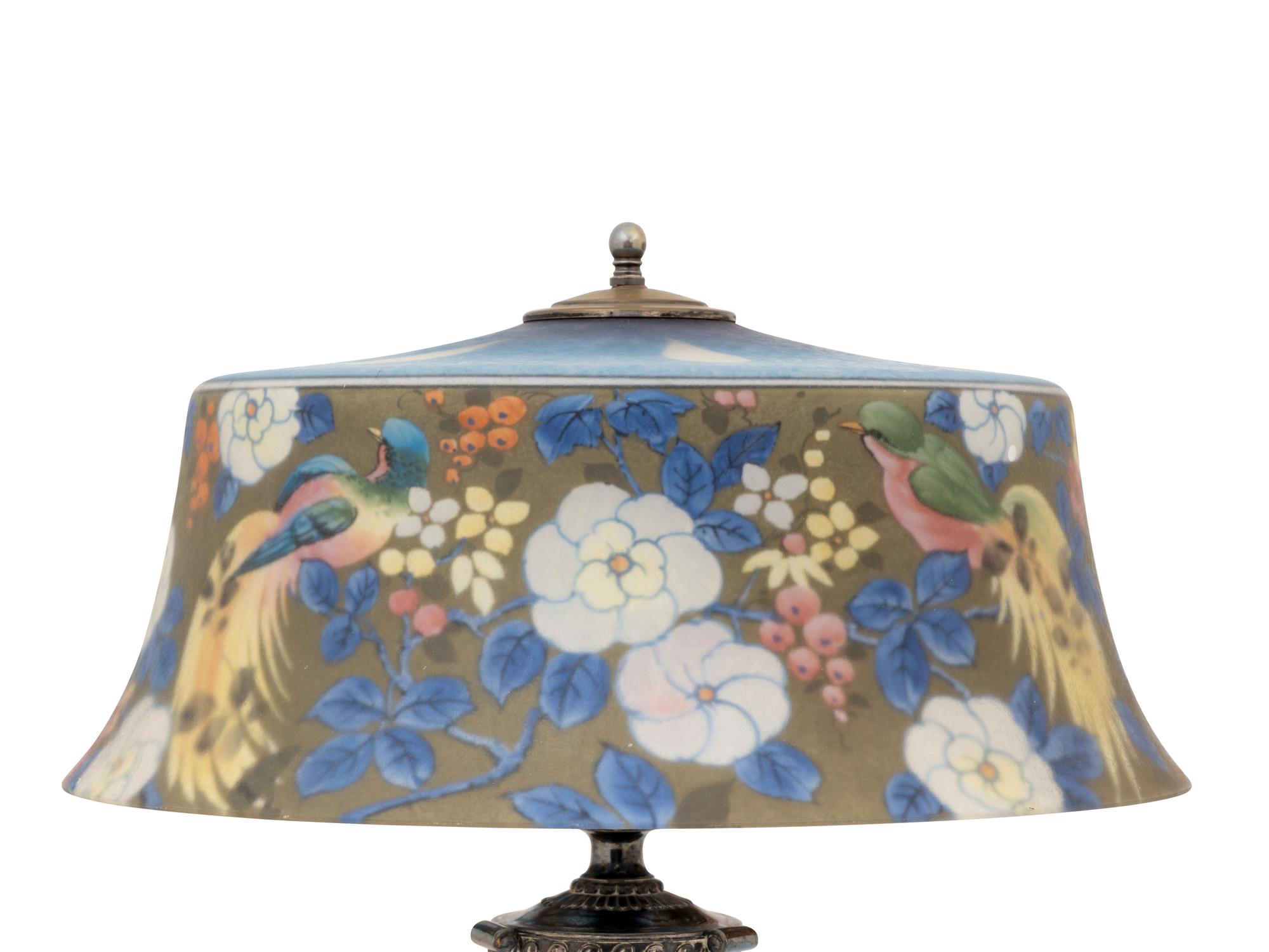 Reverse Painted Birds of Paradise Lamp