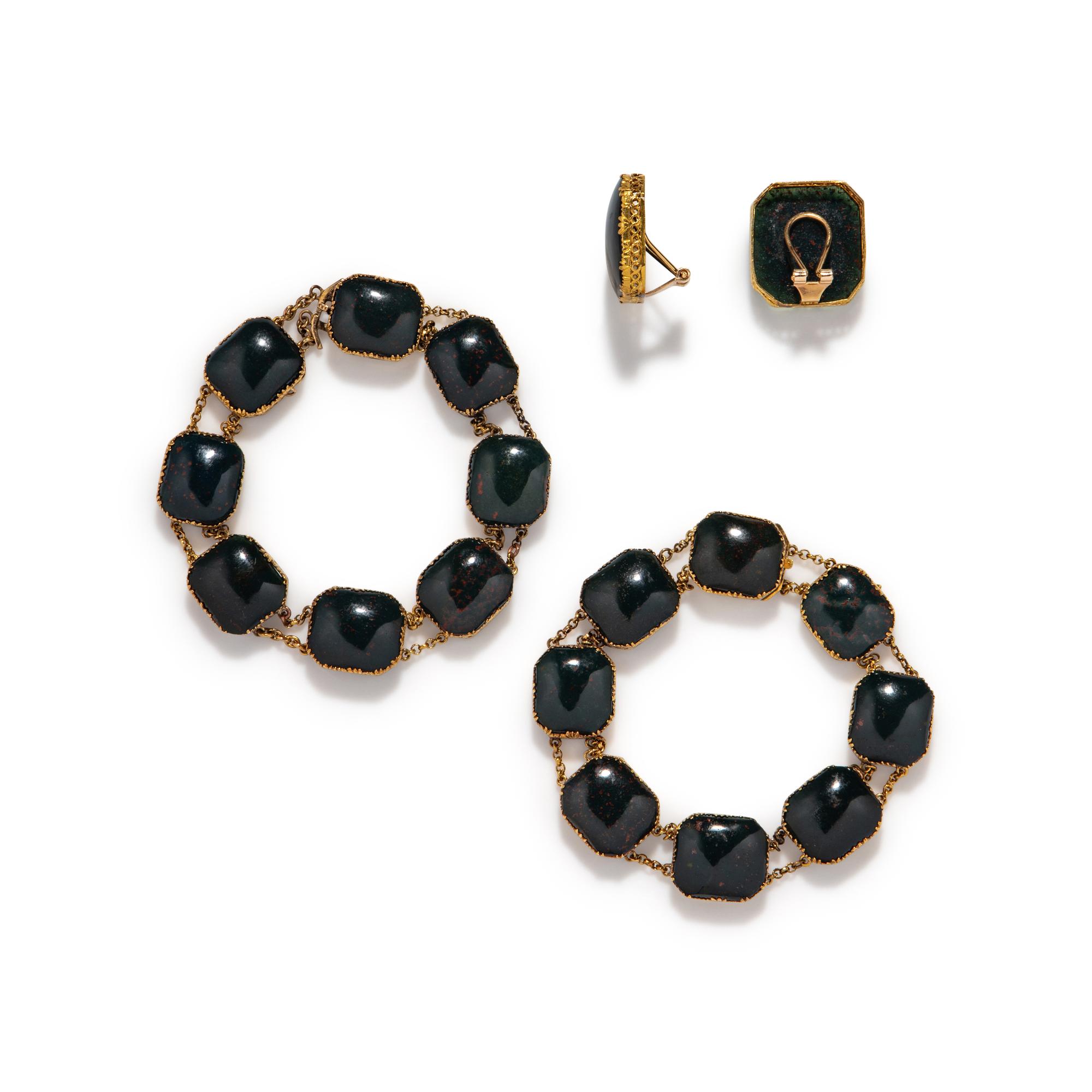 ANTIQUE, BLOODSTONE JEWELRY SUITE