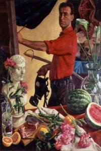 Richard Willenbrink, (American, b. 1954), Self Portrait in Red Shirt (w/ Sabre), 1992