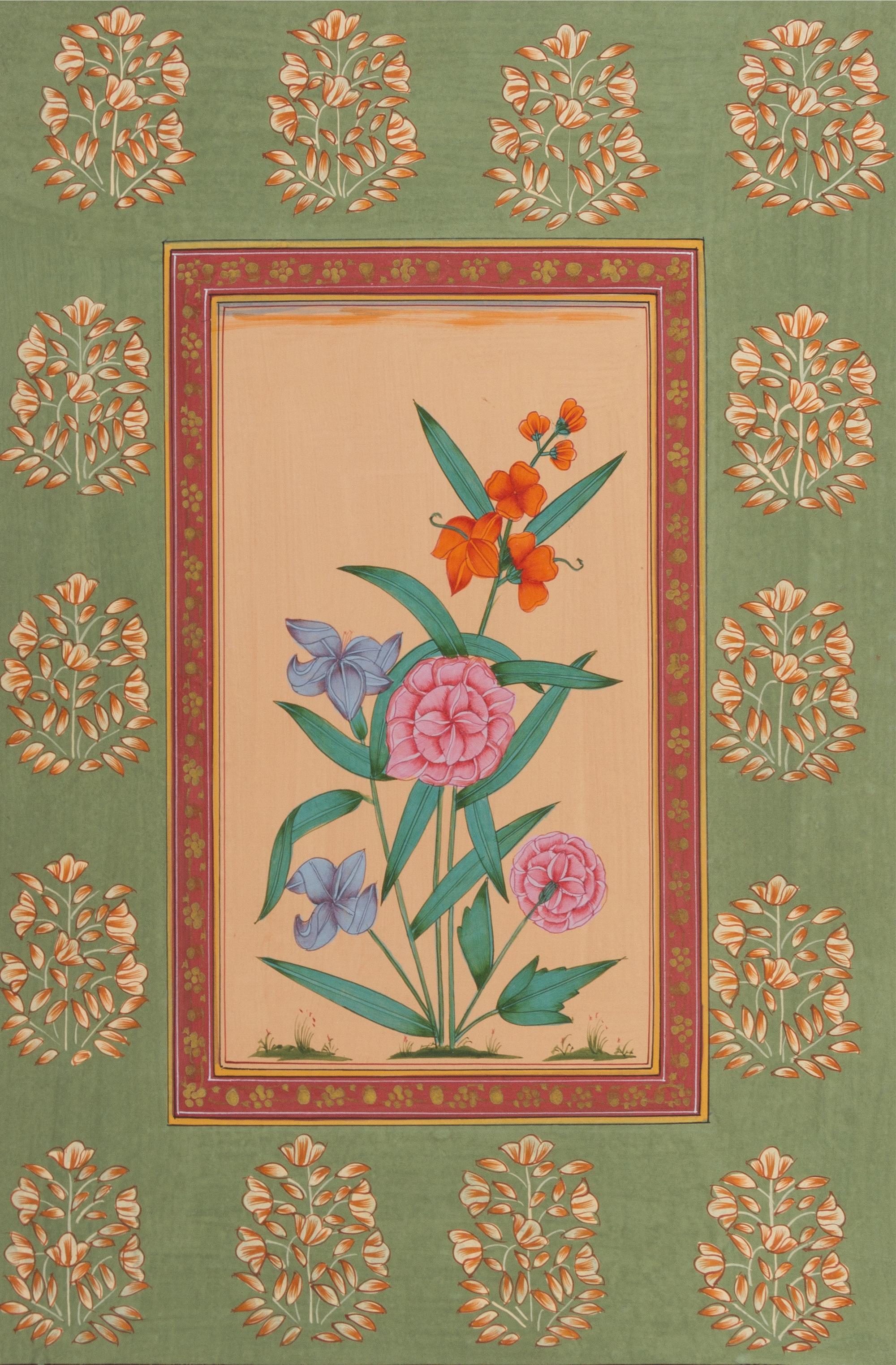 A Group of Four Illuminated Manuscripts Height of each 13 x width 8 3/4 inches.