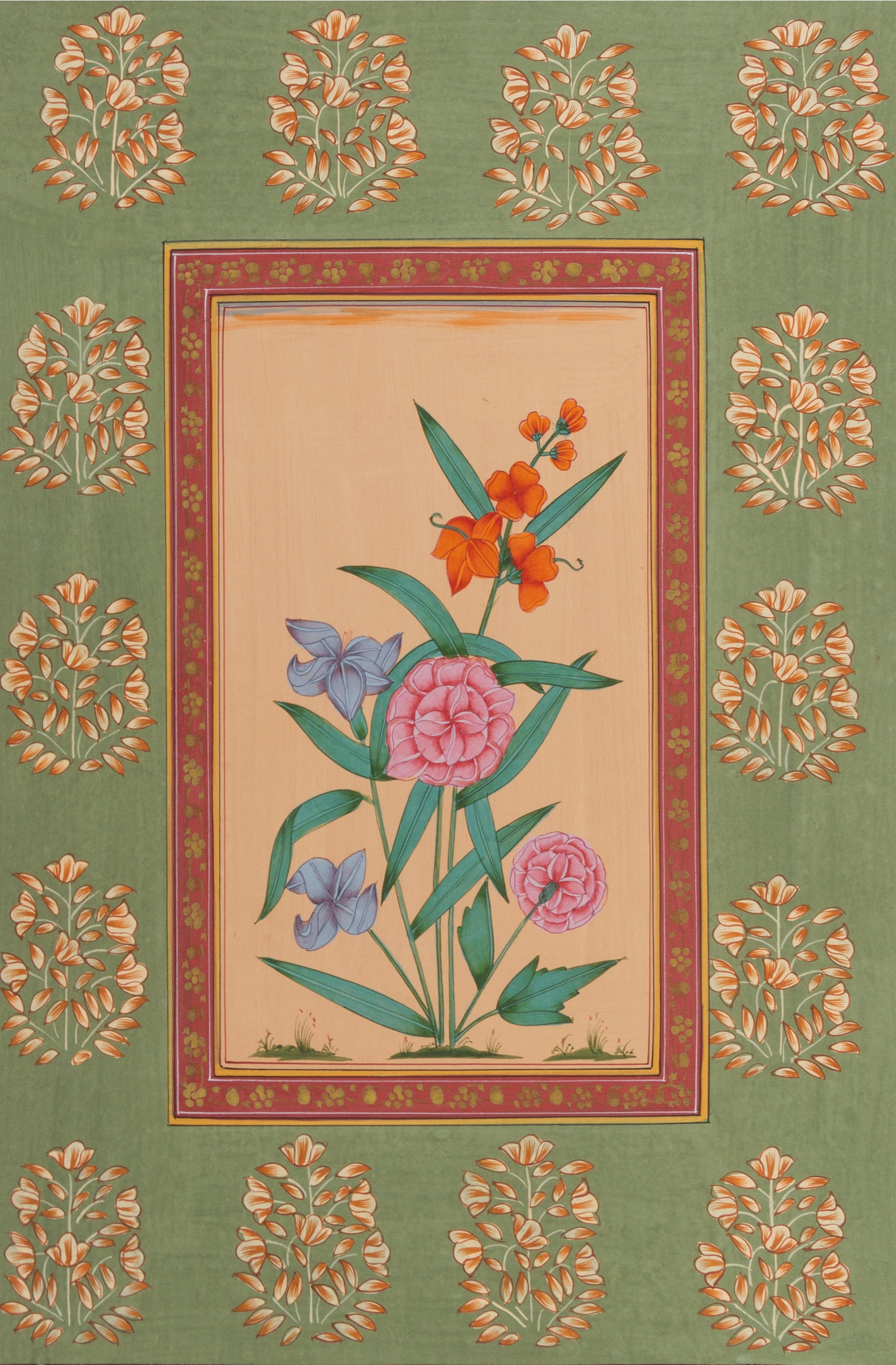 A Group of Four Illuminated Manuscripts Height of each 13 x width 8 3/4 inches.