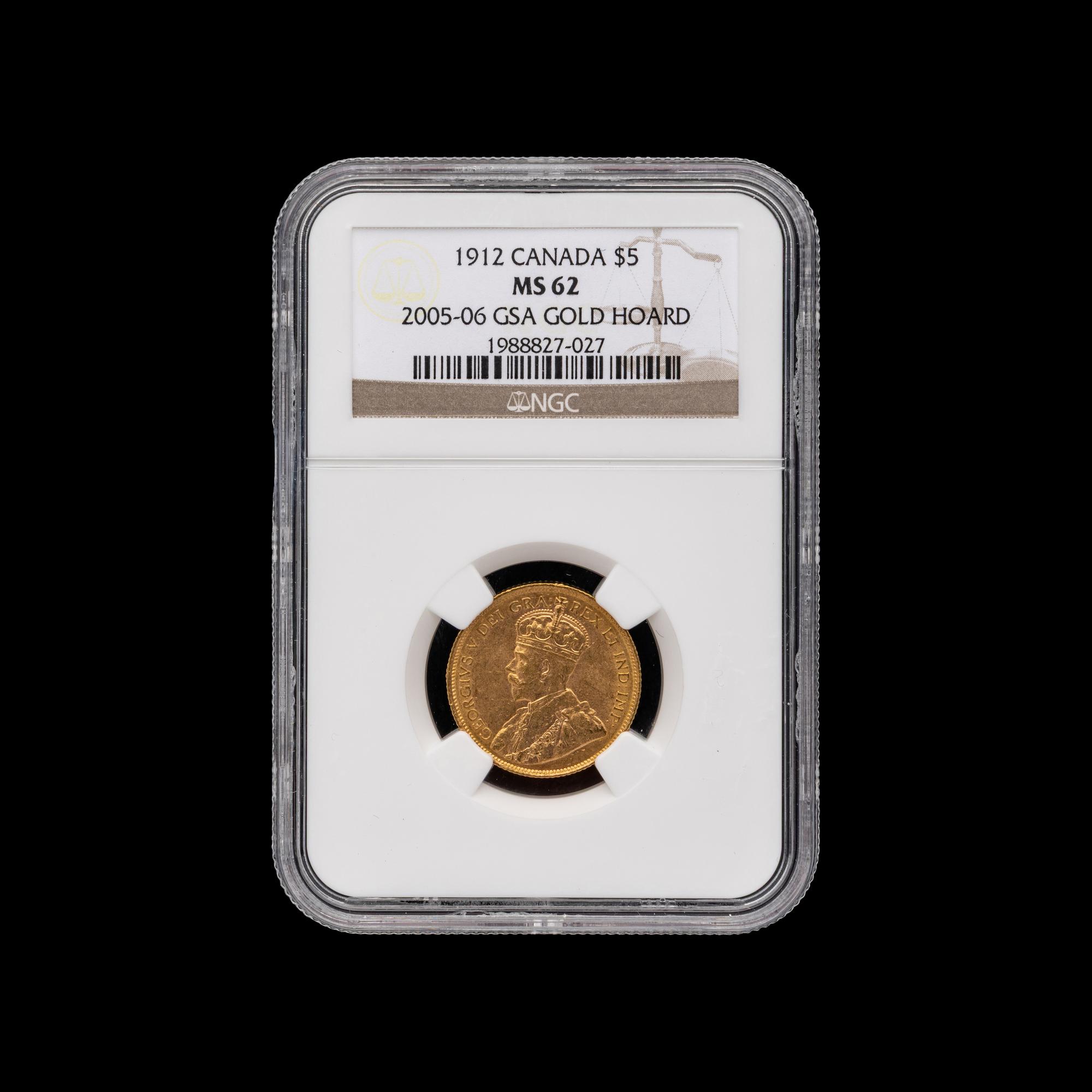 [CANADA] A 1912 George V $5 Gold Coin [NGC MS62]