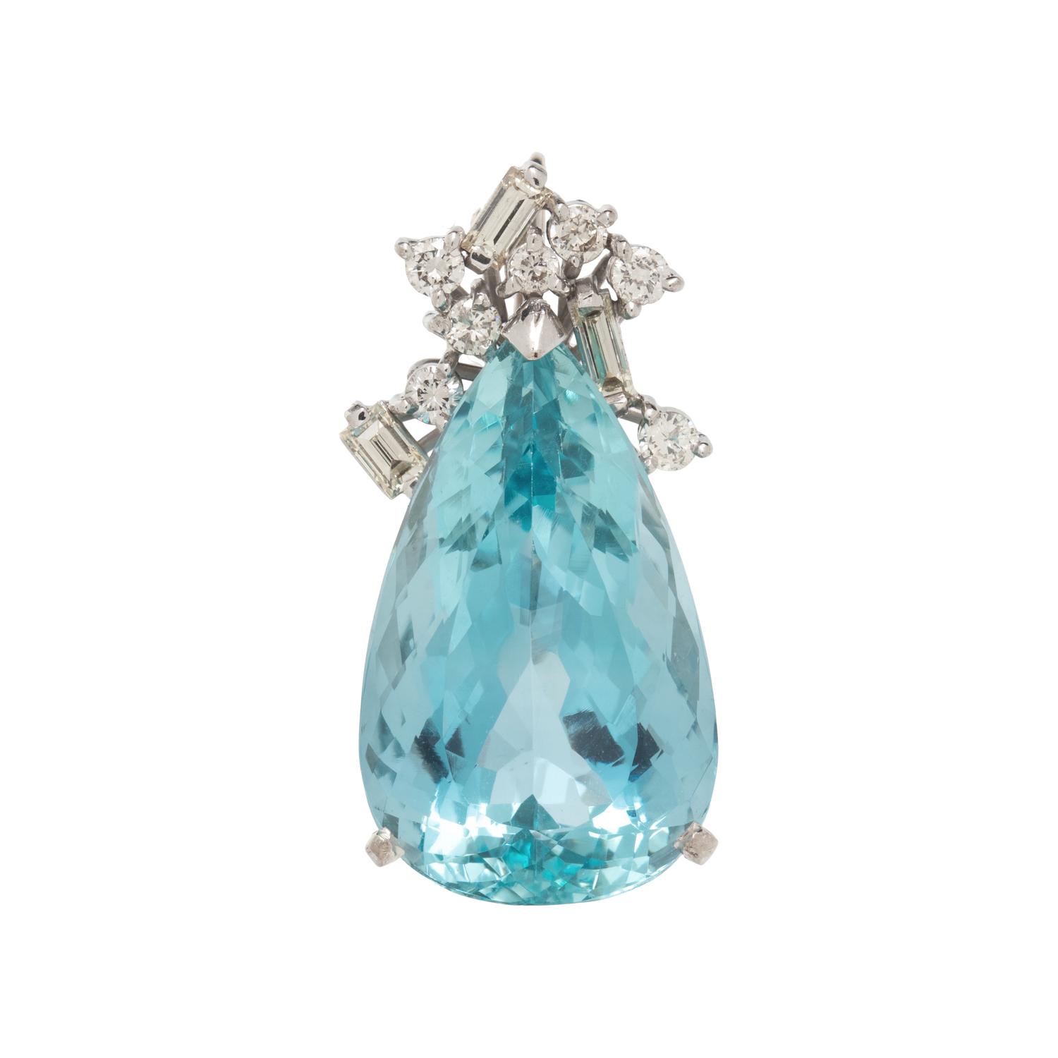 AQUAMARINE AND DIAMOND PENDANT