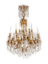 A Continental Gilt Bronze Twelve-Light Chandelier