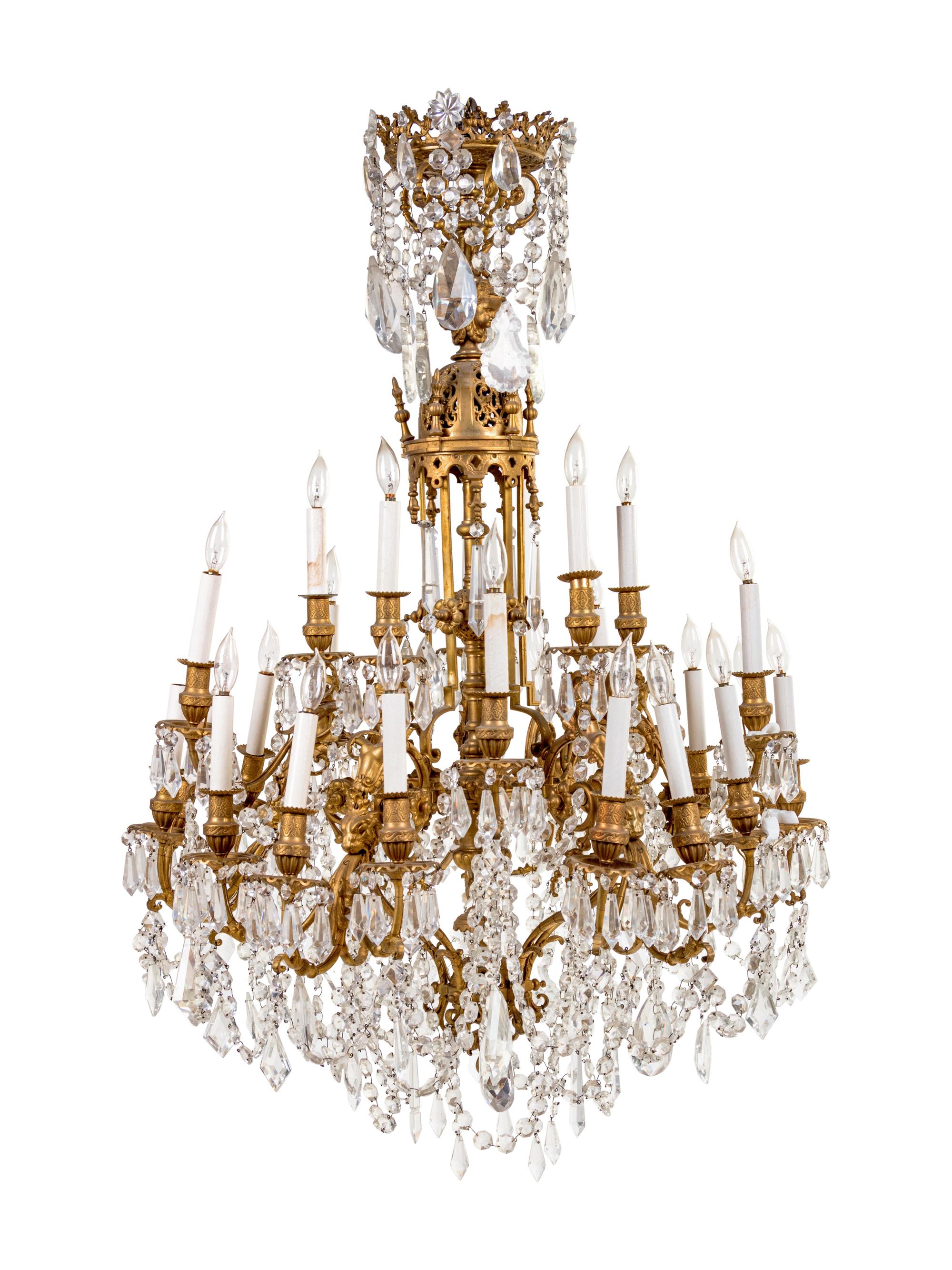 A Continental Gilt Bronze Twelve-Light Chandelier