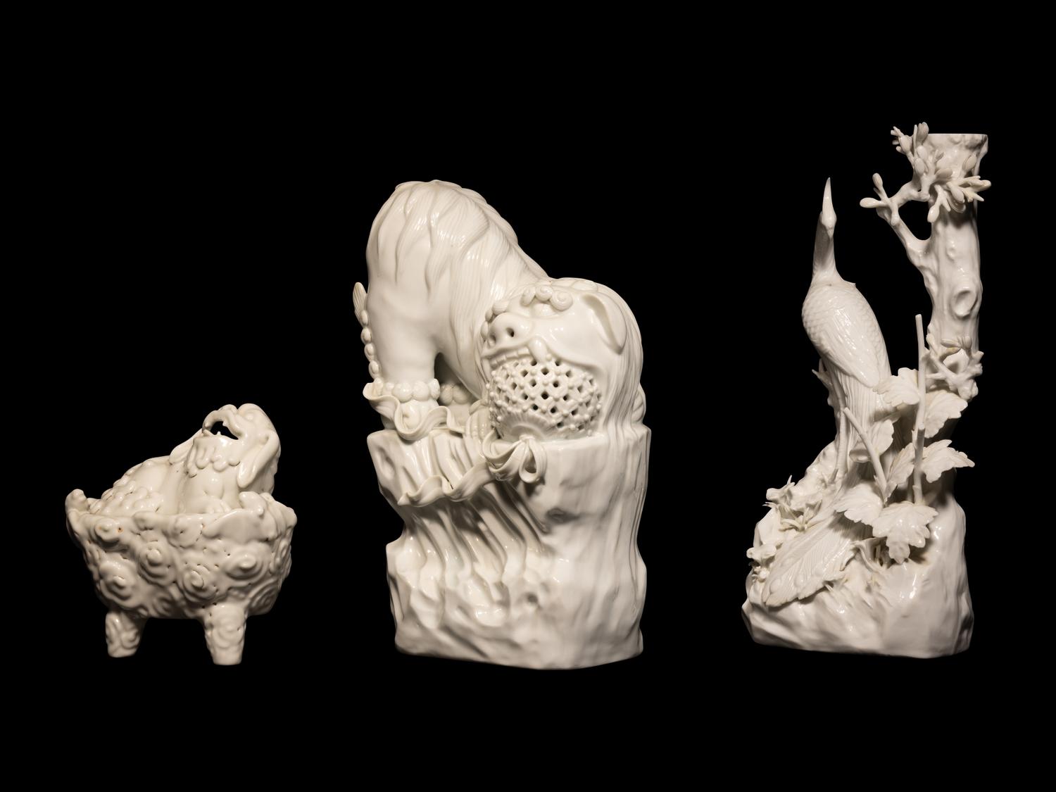 Three Chinese Dehua Blanc-de-Chine Porcelain Animal-form Wares