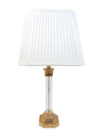 A Glass and Gilt Metal Table Lamp