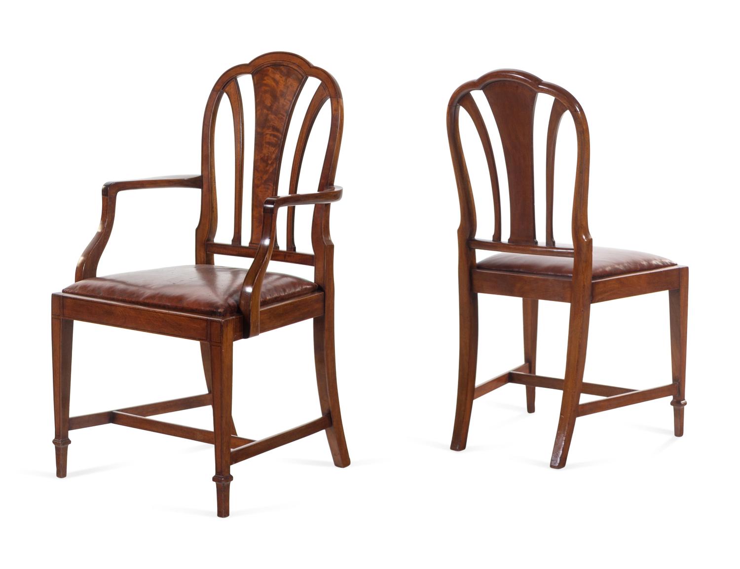 A Set of Eight Late Regency Mahogany Dining Chairs