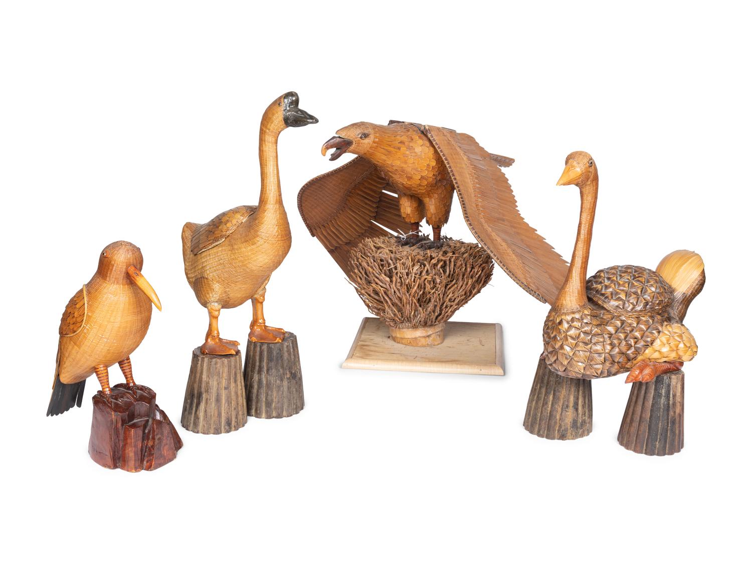 Four Chinese Woven Reed Animals