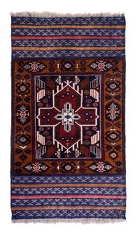 An Afghan Wool Rug 4 feet 10 inches x 2 feet 9 1/2 inches.
