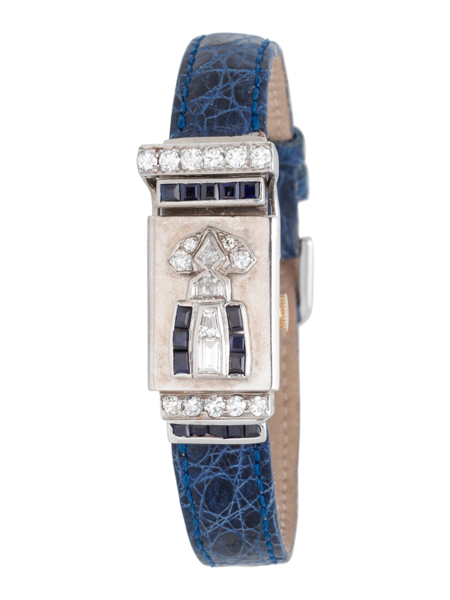 BULOVA, WHITE GOLD, DIAMOND AND SAPPHIRE SURPRISE WRISTWATCH