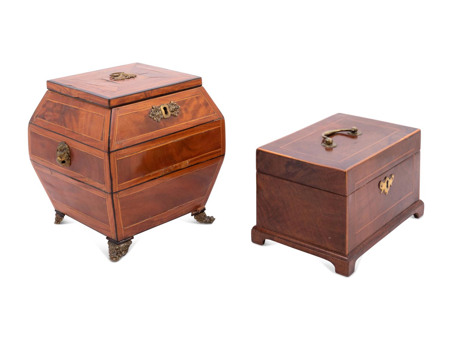 Two English Mahogany Tea Caddies