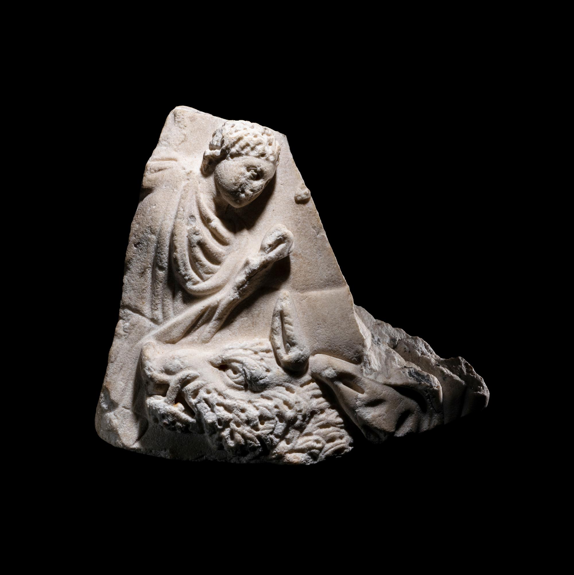 A Roman Marble Fragment Depicting the Calydonian Boar Hunt
