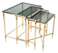 A Maison Bagues Brass Set of Nesting Tables Height of tallest 22 inches. — MID 20TH CENTURY