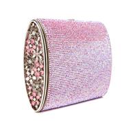 A Judith Leiber Pink Crystal Clutch, 6" x 5" x 1.5".