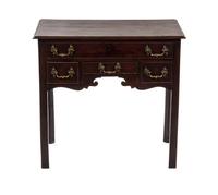 An English Mahogany Writing Desk, Height 30 1/2 x width 32 1/2 x depth 19 3/4 inches.
