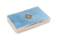 An Austrian Silver and Guilloche Enamel Snuff Box, Maker's Mark F.S., Vienna, Late 19th/Early 20th Century, the lid centered with an op