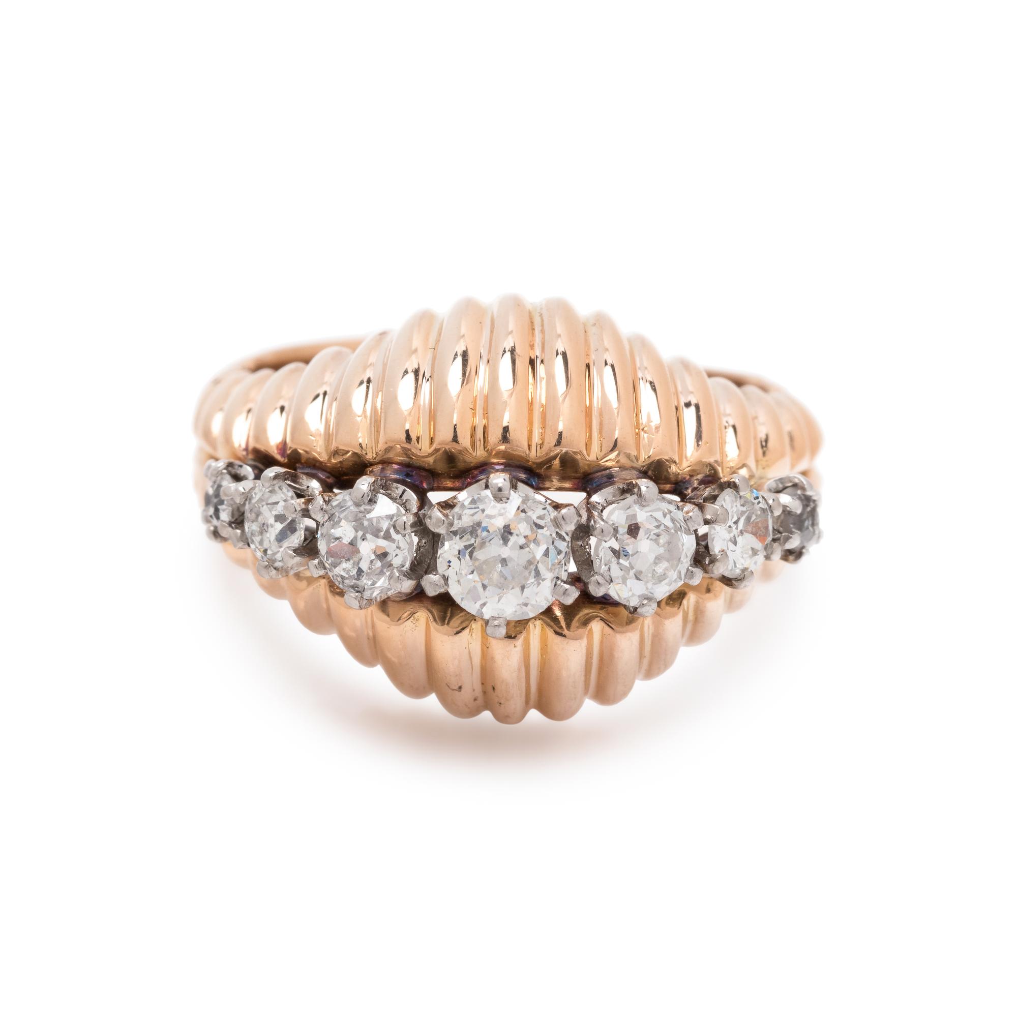 FRENCH, ROSE GOLD AND DIAMOND RING