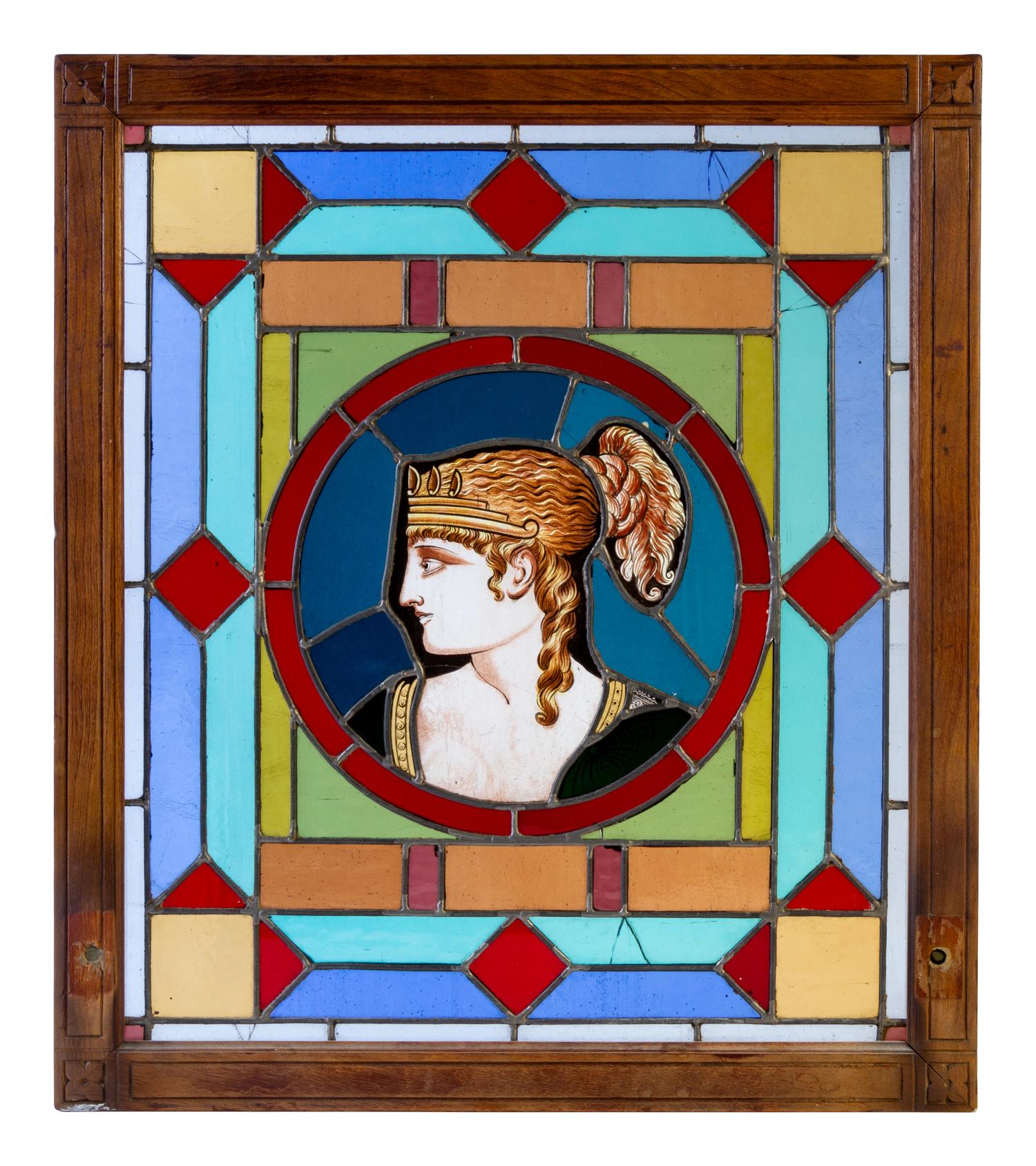 A Leaded and Stained Glass Panel