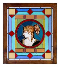 A Leaded and Stained Glass Panel