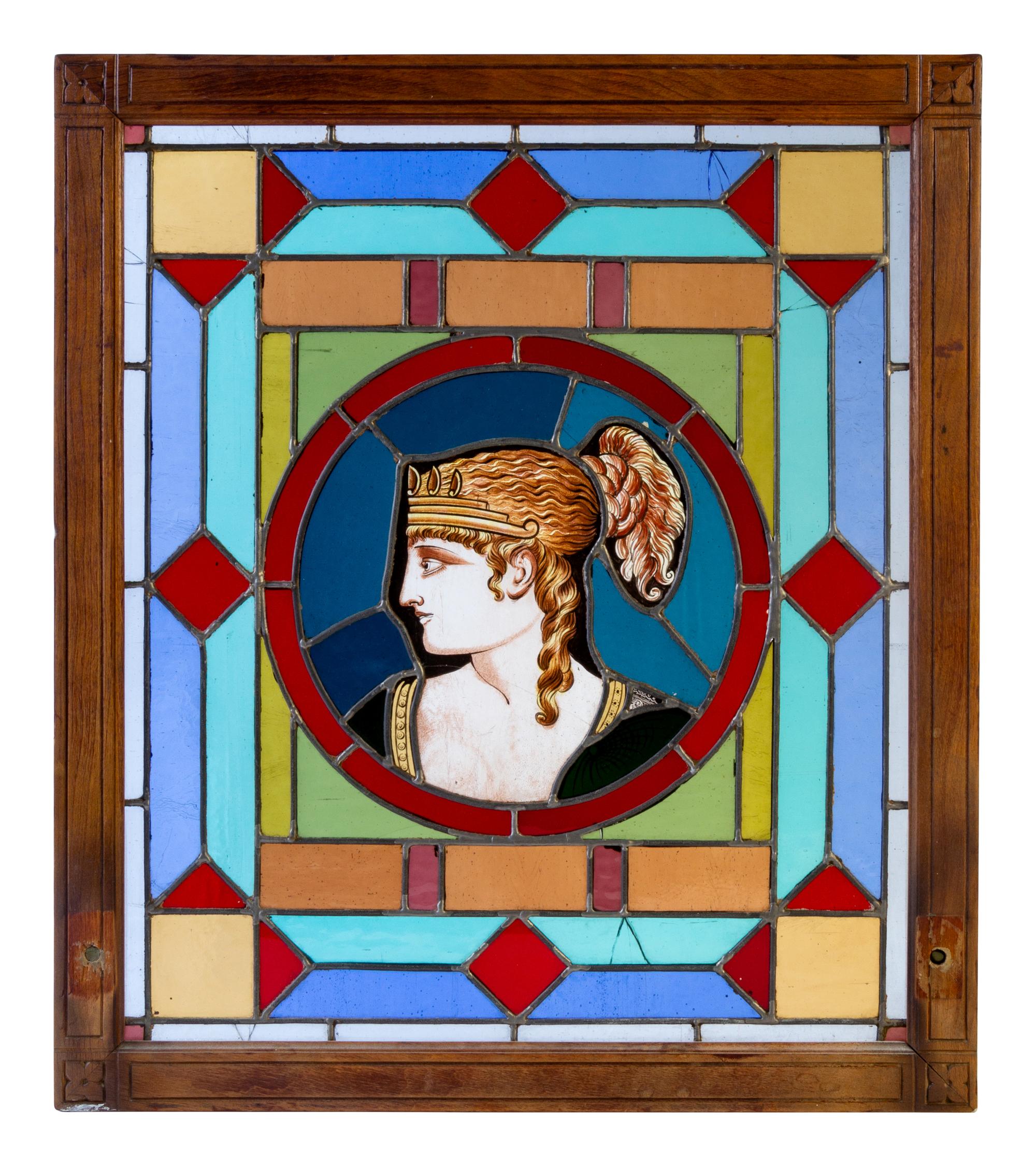 A Leaded and Stained Glass Panel